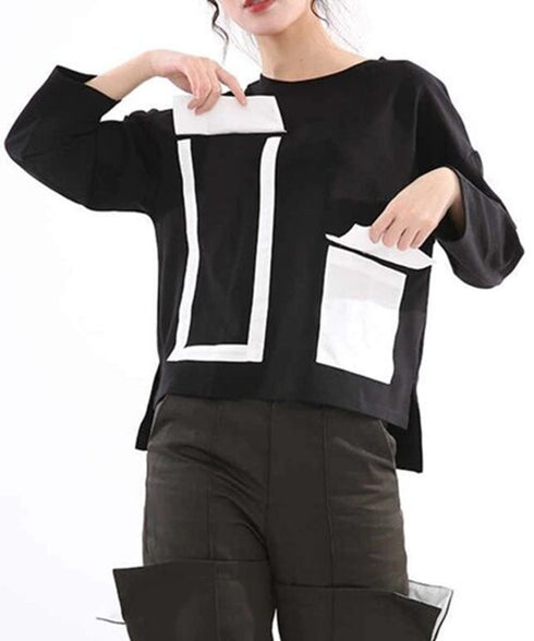 Geometric Panel Graphic Long Sleeve Top